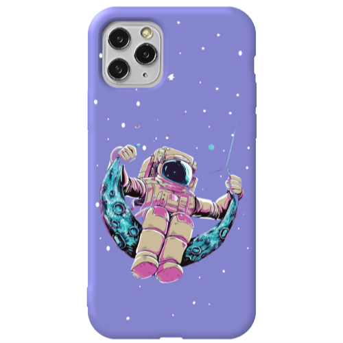 Apple iPhone 11 Pro Astronaut swinging on the moon Purple Colored Silicone TPU Θήκη