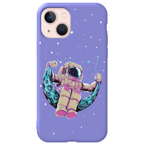 Apple iPhone 13 Astronaut swinging on the moon Purple Colored Silicone TPU Θήκη