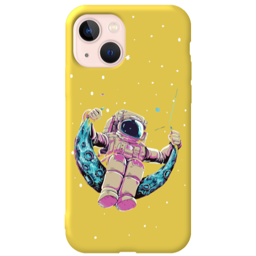 Apple iPhone 13 Astronaut swinging on the moon Yellow Colored Silicone TPU Θήκη