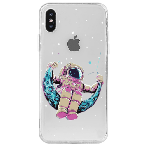 Apple iPhone X Astronaut swinging on the moon Transparent Silicone TPU Θήκη