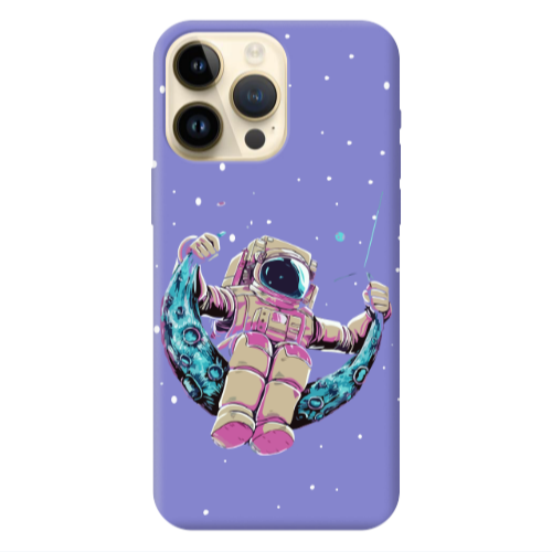 Apple iPhone 13 Pro Max Astronaut swinging on the moon Purple Colored Silicone TPU Θήκη