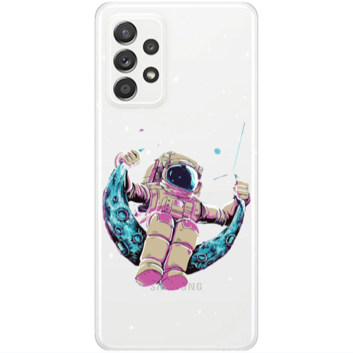 Samsung A52 Astronaut swinging on the moon Transparent Silicone TPU Θήκη