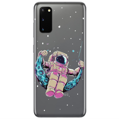 Samsung S20 Astronaut swinging on the moon Transparent Silicone TPU Θήκη