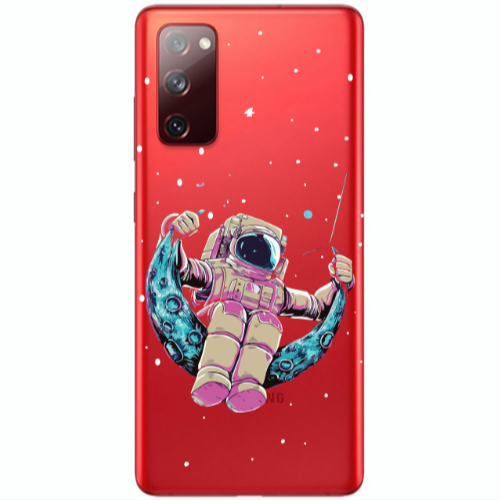 Samsung S20 FE Astronaut swinging on the moon Transparent Silicone TPU Θήκη