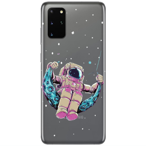 Samsung S20 Plus Astronaut swinging on the moon Transparent Silicone TPU Θήκη