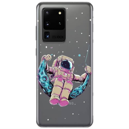 Samsung S20 Ultra Astronaut swinging on the moon Transparent Silicone TPU Θήκη