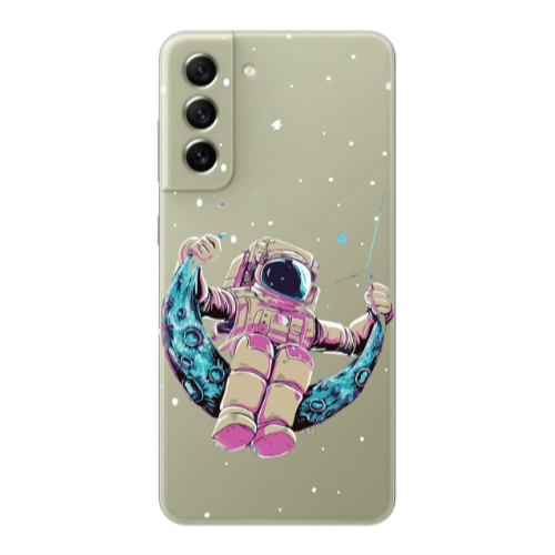 Samsung S22 Plus Astronaut swinging on the moon Transparent Silicone TPU Θήκη