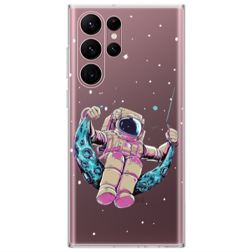 Samsung S22 Ultra Astronaut swinging on the moon Transparent Silicone TPU Θήκη