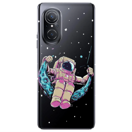 Huawei Nova 9 SE Astronaut swinging on the moon Transparent Silicone TPU Θήκη