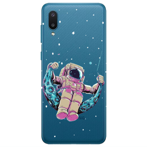 Samsung A02 Astronaut swinging on the moon Transparent Silicone TPU Θήκη