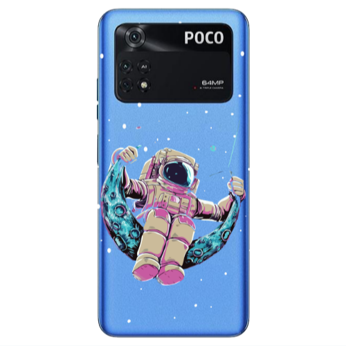 Xiaomi Poco M4 Pro 4G Astronaut swinging on the moon Transparent Silicone TPU Θήκη