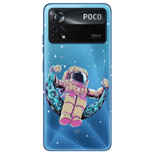 Xiaomi Poco X4 Pro Astronaut swinging on the moon Transparent Silicone TPU Θήκη