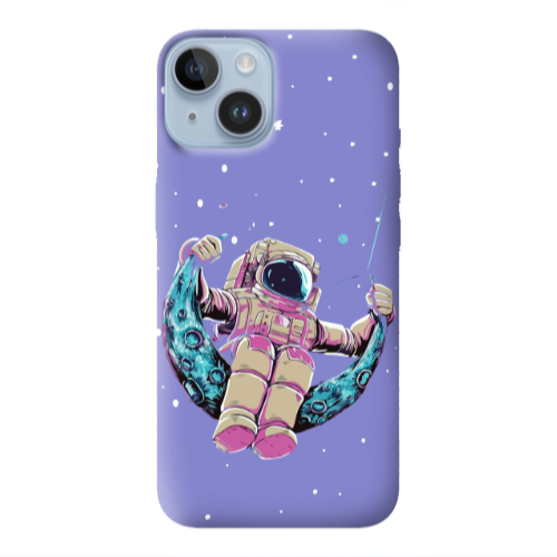 Apple iPhone 14  Astronaut swinging on the moon Purple Colored Silicone TPU Θήκη