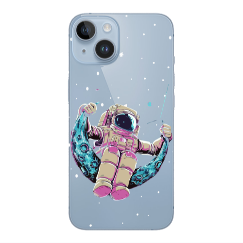 Apple iPhone 14  Astronaut swinging on the moon Transparent Silicone TPU Θήκη