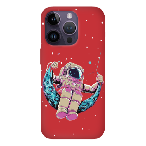 Apple iPhone 14 Pro  Astronaut swinging on the moon Red Colored Silicone TPU Θήκη