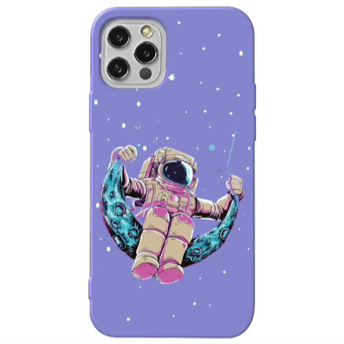 Apple iPhone 13 Pro Astronaut swinging on the moon Purple Colored Silicone TPU Θήκη