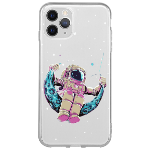 Apple iPhone 13 Pro Astronaut swinging on the moon Transparent Silicone TPU Θήκη