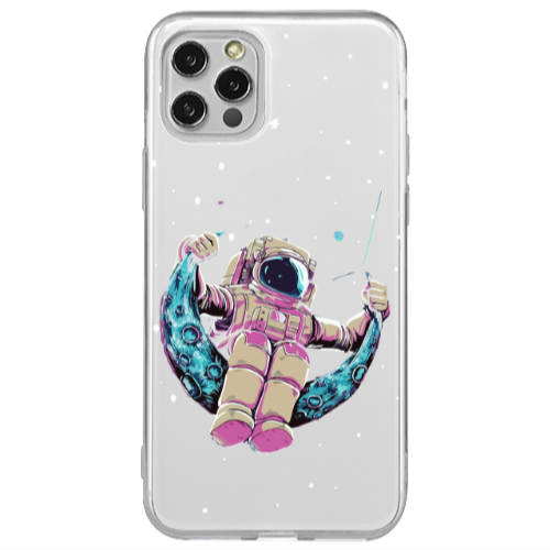 Apple iPhone 12 Pro Astronaut swinging on the moon Transparent Silicone TPU Θήκη
