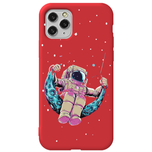 Apple iPhone 11 Pro Max Astronaut swinging on the moon Red Colored Silicone TPU Θήκη