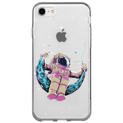 Apple iPhone 7 Astronaut swinging on the moon Transparent Silicone TPU Θήκη
