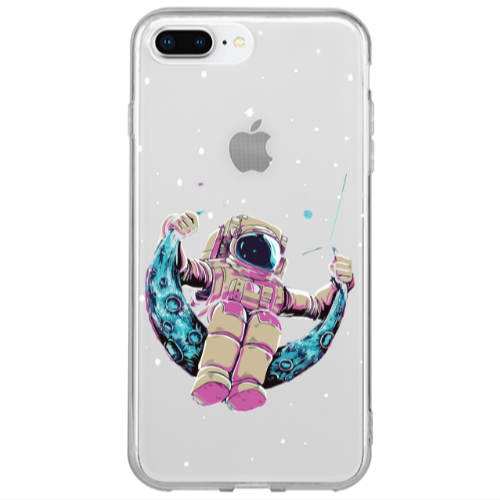 Apple iPhone 7 Plus Astronaut swinging on the moon Transparent Silicone TPU Θήκη