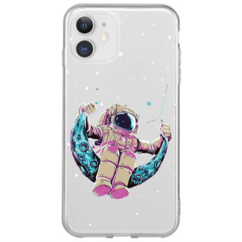 Apple iPhone 12 Mini Astronaut swinging on the moon Transparent Silicone TPU Θήκη