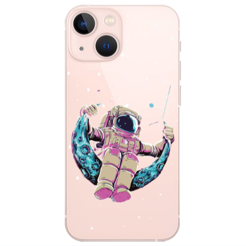 Apple iPhone 13 Mini Astronaut swinging on the moon Transparent Silicone TPU Θήκη