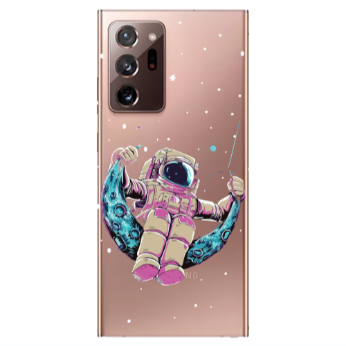 Samsung Note 20 Ultra Astronaut swinging on the moon Transparent Silicone TPU Θήκη