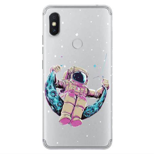 Xiaomi Redmi S2 Astronaut swinging on the moon Transparent Silicone TPU Θήκη
