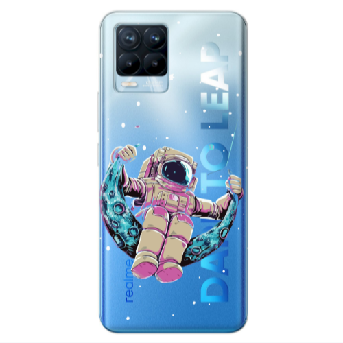 Realme 8 Pro Astronaut swinging on the moon Transparent Silicone TPU Θήκη