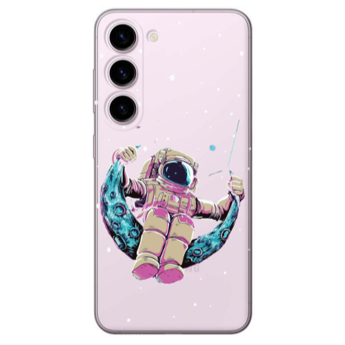 Samsung S23 Plus Astronaut swinging on the moon Transparent Silicone TPU Θήκη