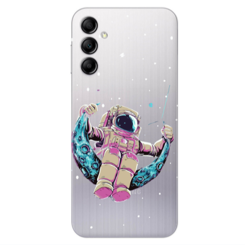Samsung A24 Astronaut swinging on the moon Transparent Silicone TPU Θήκη