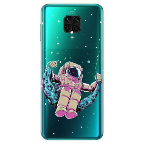 Xiaomi Redmi Note 9S Astronaut swinging on the moon Transparent Silicone TPU Θήκη