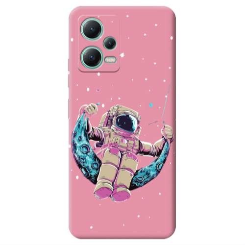 Xiaomi Redmi Note 12 Pro 5G Astronaut swinging on the moon Pink Colored Silicone TPU Θήκη