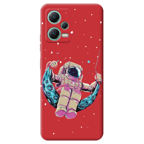 Xiaomi Redmi Note 12 Pro 5G Astronaut swinging on the moon Red Colored Silicone TPU Θήκη