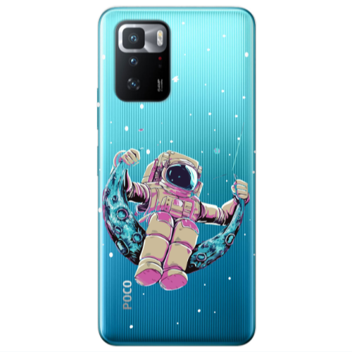 Xiaomi Poco X3 GT Astronaut swinging on the moon Transparent Silicone TPU Θήκη
