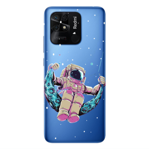 Xiaomi Poco C40 Astronaut swinging on the moon Transparent Silicone TPU Θήκη