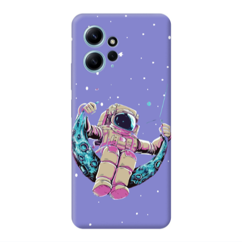 Xiaomi Redmi Note 12 4G Astronaut swinging on the moon Purple Colored Silicone TPU Θήκη