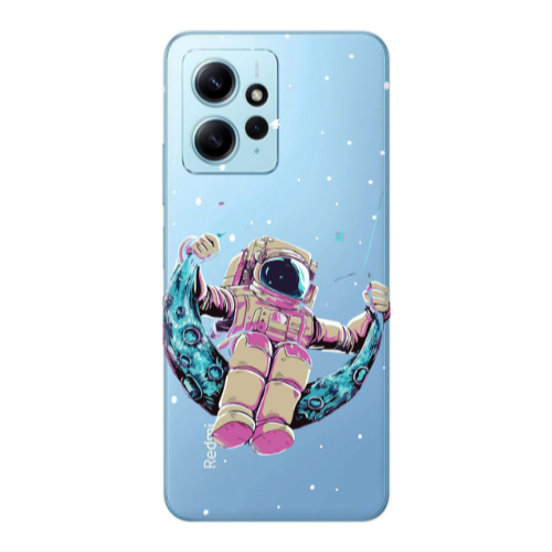 Xiaomi Redmi Note 12 4G Astronaut swinging on the moon Transparent Silicone TPU Θήκη