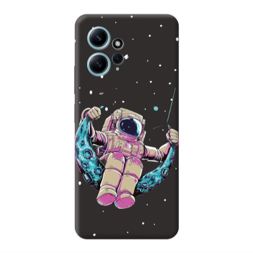 Xiaomi Redmi Note 12 4G Astronaut swinging on the moon Black Colored Silicone TPU Θήκη