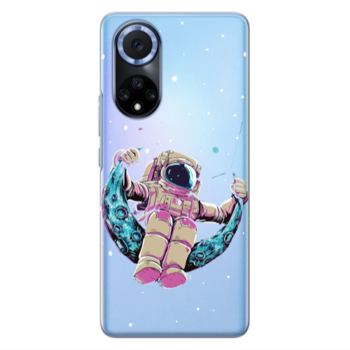 Huawei Nova 9 Astronaut swinging on the moon Transparent Silicone TPU Θήκη
