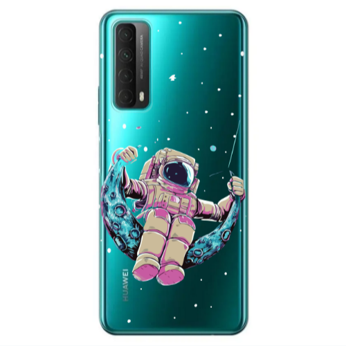 Huawei P Smart 2021 Astronaut swinging on the moon Transparent Silicone TPU Θήκη