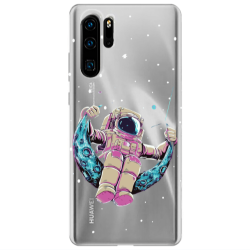 Huawei P30 Pro Astronaut swinging on the moon Transparent Silicone TPU Θήκη