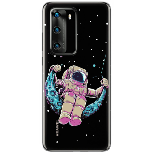 Huawei P40 Astronaut swinging on the moon Transparent Silicone TPU Θήκη