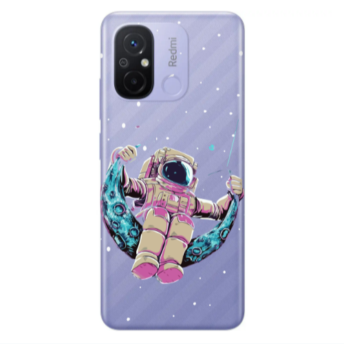 Xiaomi Redmi 12C Astronaut swinging on the moon Transparent Silicone TPU Θήκη