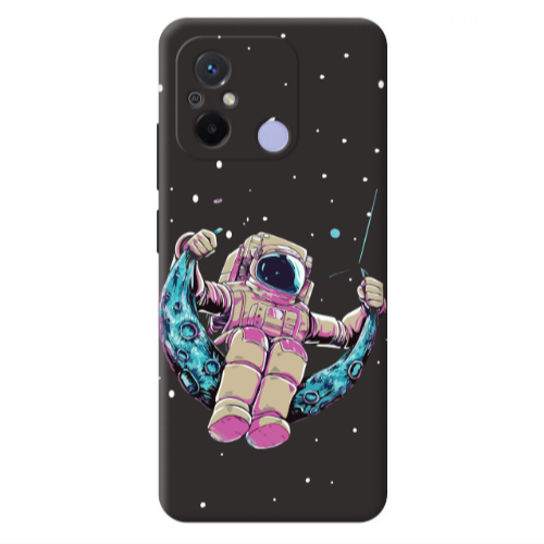 Xiaomi Redmi 12C Astronaut swinging on the moon Black Colored Silicone TPU Θήκη