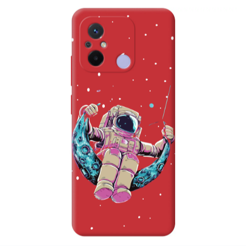 Xiaomi Redmi 12C Astronaut swinging on the moon Red Colored Silicone TPU Θήκη