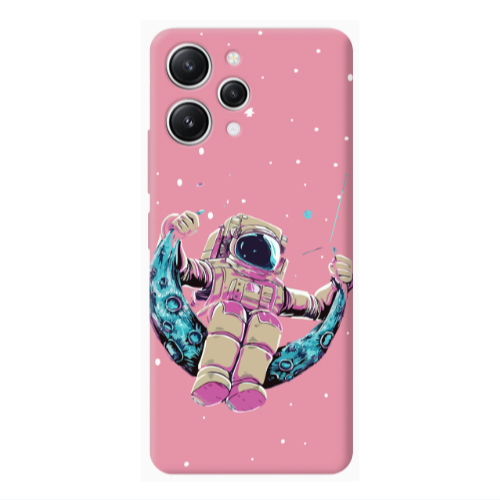 Xiaomi Redmi 12 Astronaut swinging on the moon Pink Colored Silicone TPU Θήκη