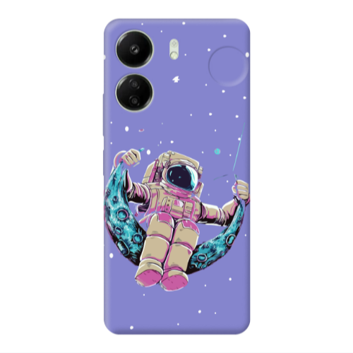 Xiaomi Redmi 13C Astronaut swinging on the moon Purple Colored Silicone TPU Θήκη