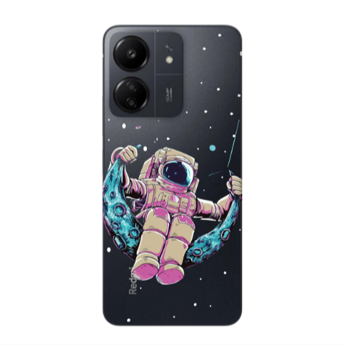 Xiaomi Redmi 13C Astronaut swinging on the moon Transparent Silicone TPU Θήκη
